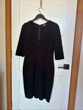 Adrianna Papell Black V-Neck Midi Dress